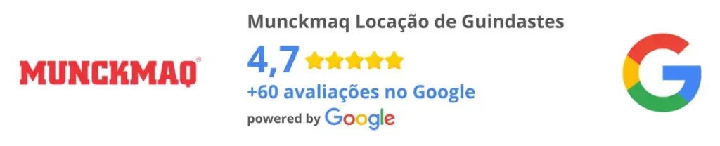 Avaliações 5 estrelas MunckMaq no Google — locação transporte pesado e guindastes