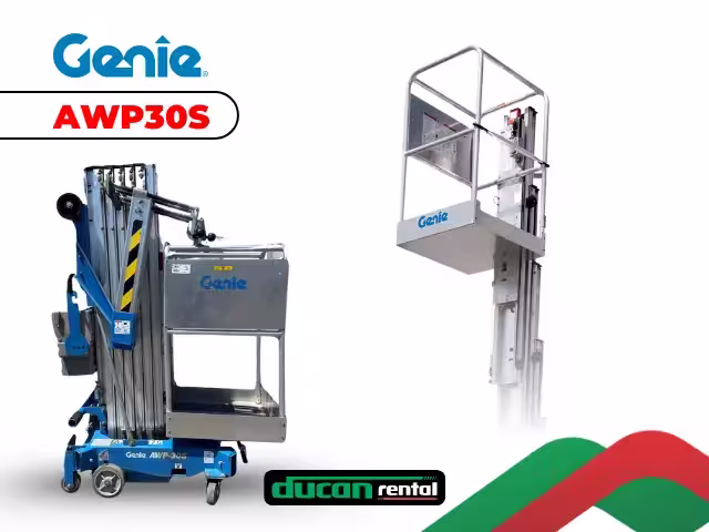 Elevador unipessoal Genie AWP30S para locação em Catalão — plataforma pessoal com 3 metros para limpeza e manutenção