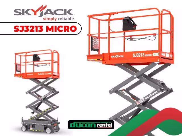 Plataforma elevatória tesoura Skyjack SJ3213 micro para aluguel em Catalão — equipamento compacto com 3,9 metros de altura